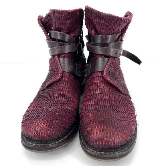 A.S.98 Airstep Avant Garde leather ankle boots red burgundy‎ maroon - Picture 3 of 13